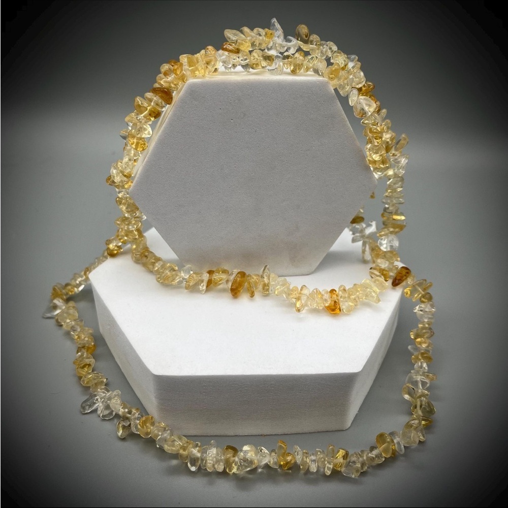 CITRINE Crystal Necklace - Chip Beads - Long Crystal Necklace, Birthstone 24”